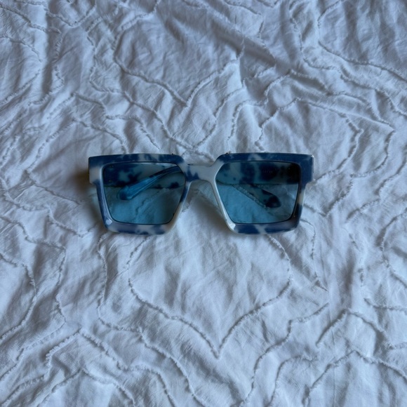 Shein Glasses Blue Tint Lens With Blue Marble Detail with Gold - Picture 1 of 6